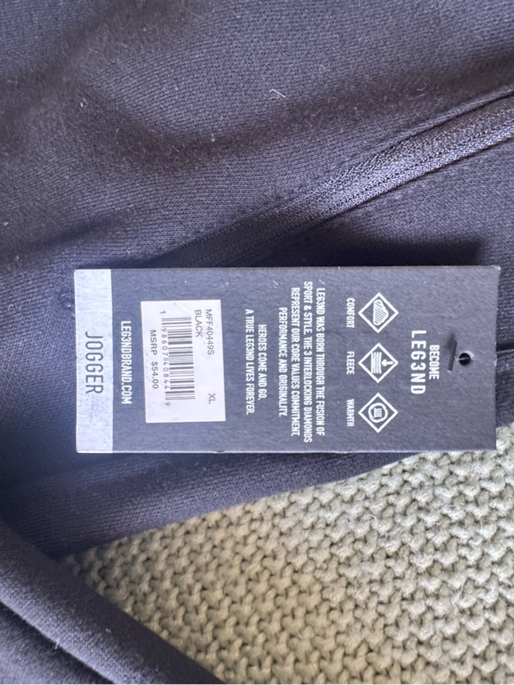 LEG3ND Black Jogger Sweatpants – XL (Runs Small / Teen Fit) NWT - Picture 2 of 4